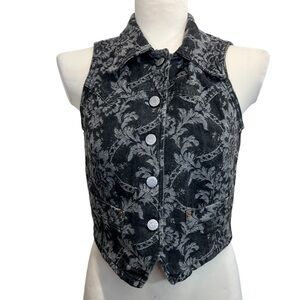 Guess Jeans Black and Grey Damask Denim Vest
